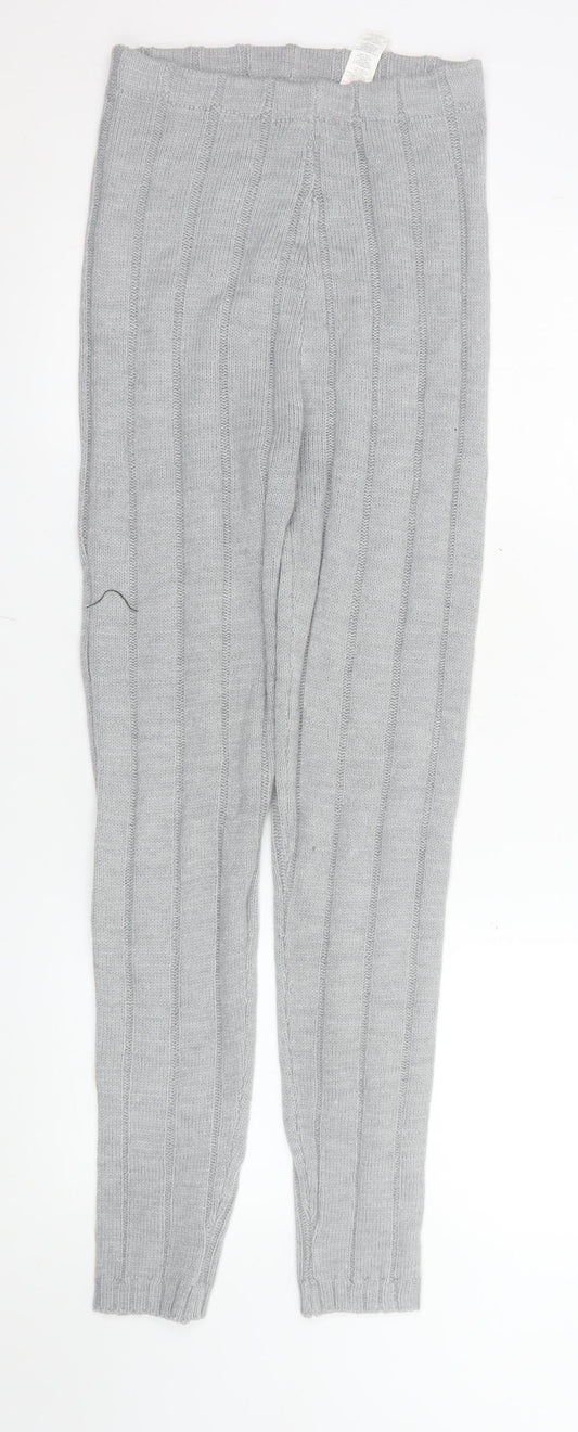 PrettyLittleThing Women’s Grey Knit Leggings S Regular Acrylic