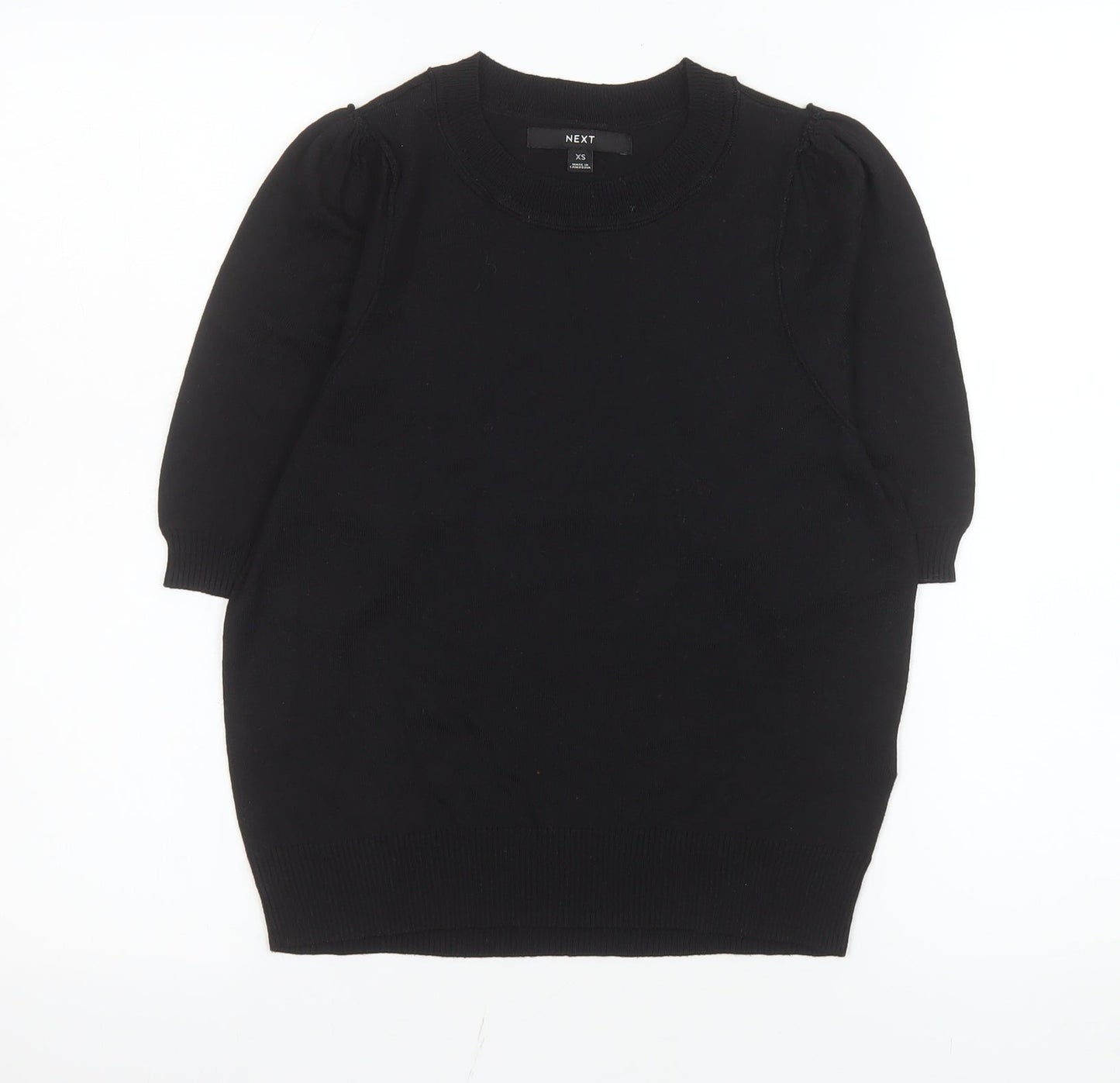 Next Women’s Black XS Puff Sleeve Crew Neck Short Sleeve Top