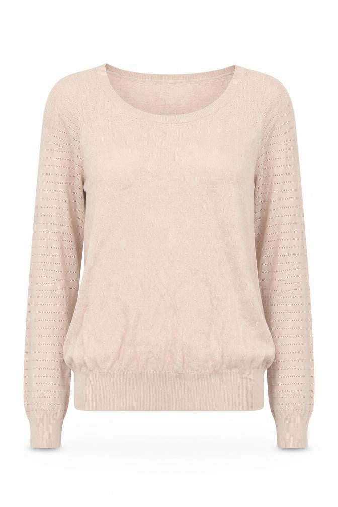 Oasis Women’s Beige Knit Long Sleeve Scoop Neck Blouse Size M