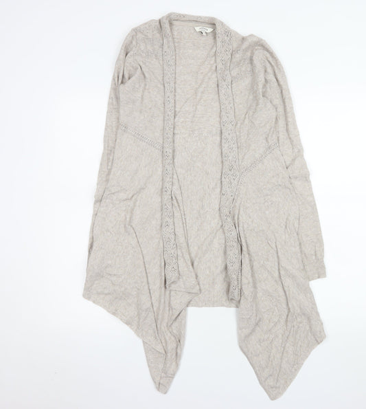 FatFace Women Beige Cotton Open Knit Long Sleeve Cardigan Size 10