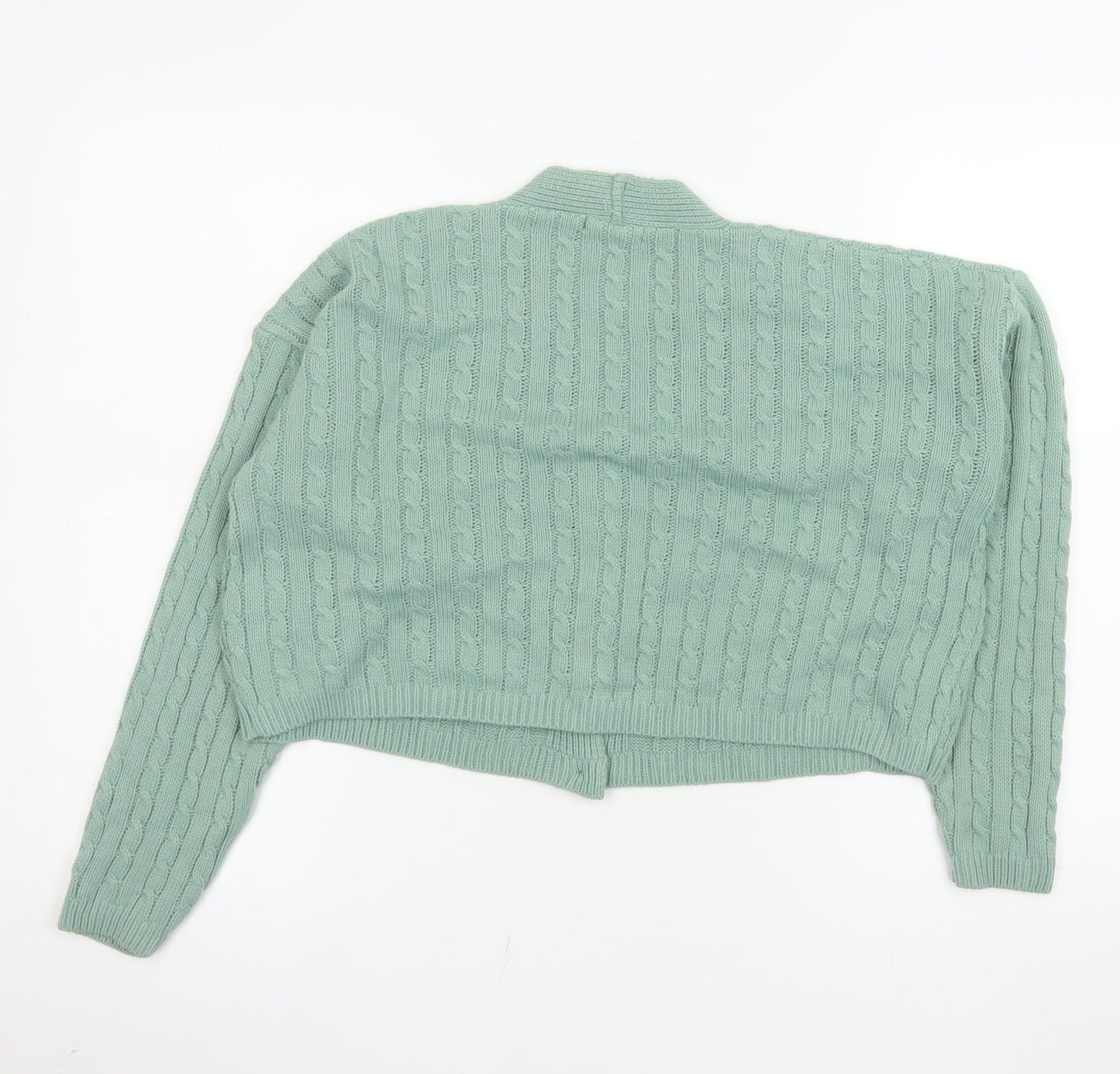 Nasty Gal Womens Green Cable-Knit Button Cardigan Size S