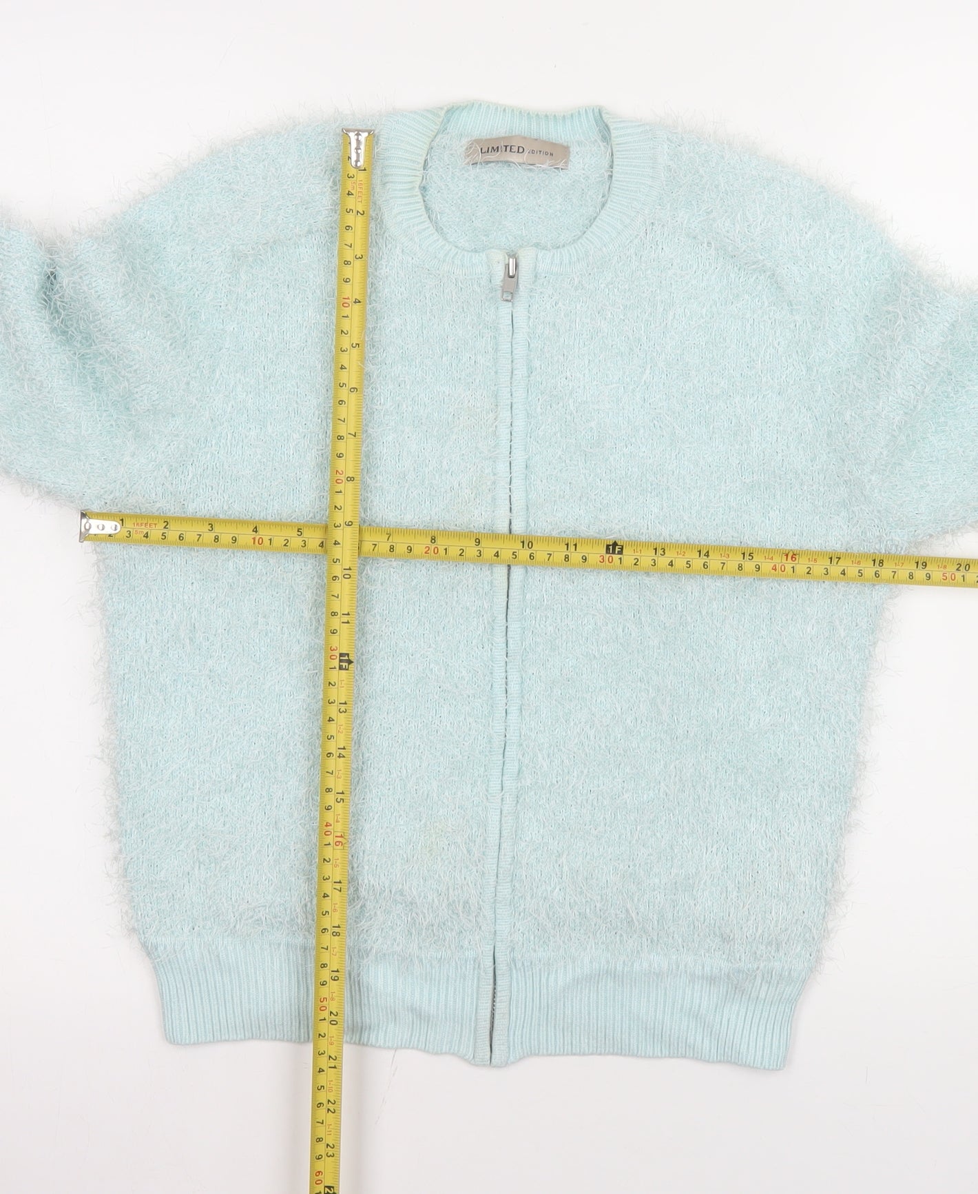 Marks and Spencer Women Blue Size 12 Fluffy Zip Bomber Jacket
