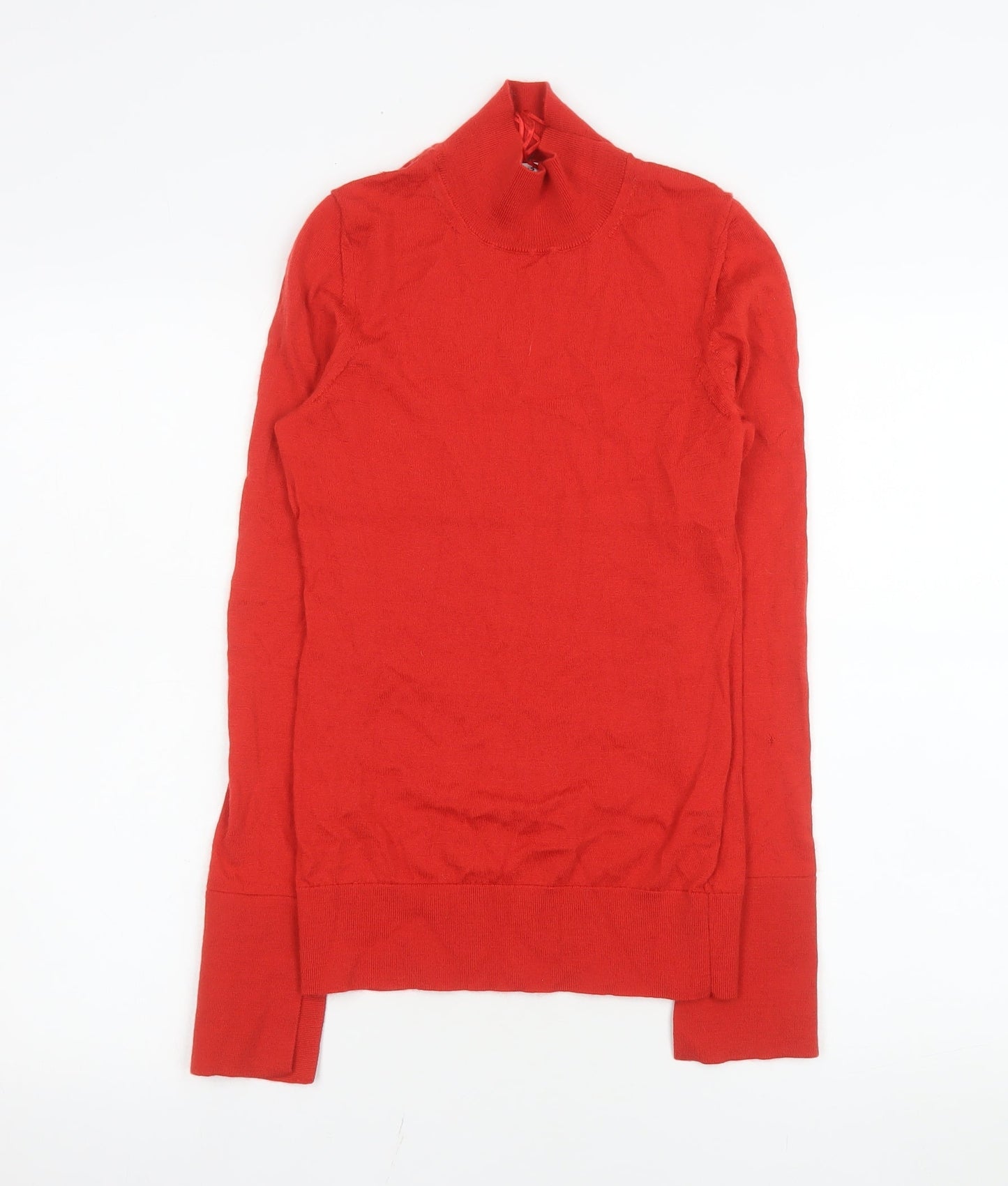 Reiss Women's Red Merino Wool Roll Neck Long Sleeve Knit Top Size S