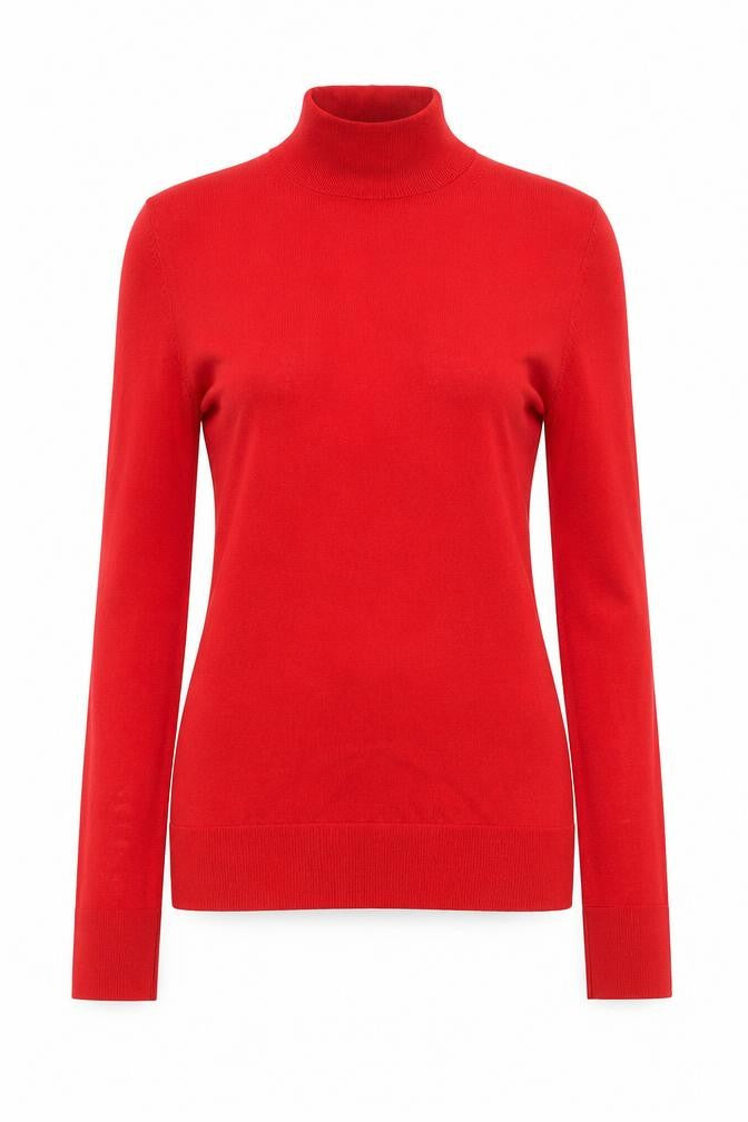 Reiss Women's Red Merino Wool Roll Neck Long Sleeve Knit Top Size S