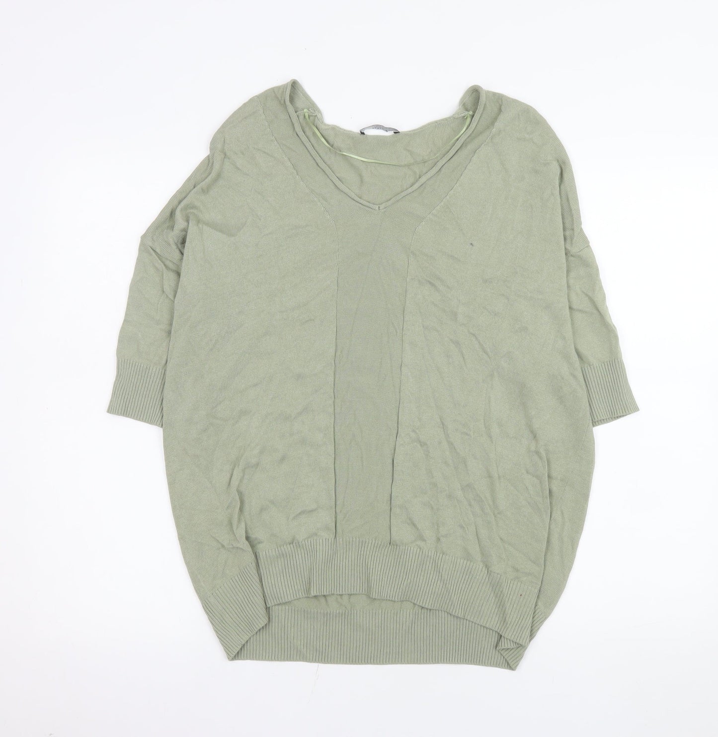 Parfois Women’s Green V-Neck Relaxed Knit Blouse One Size