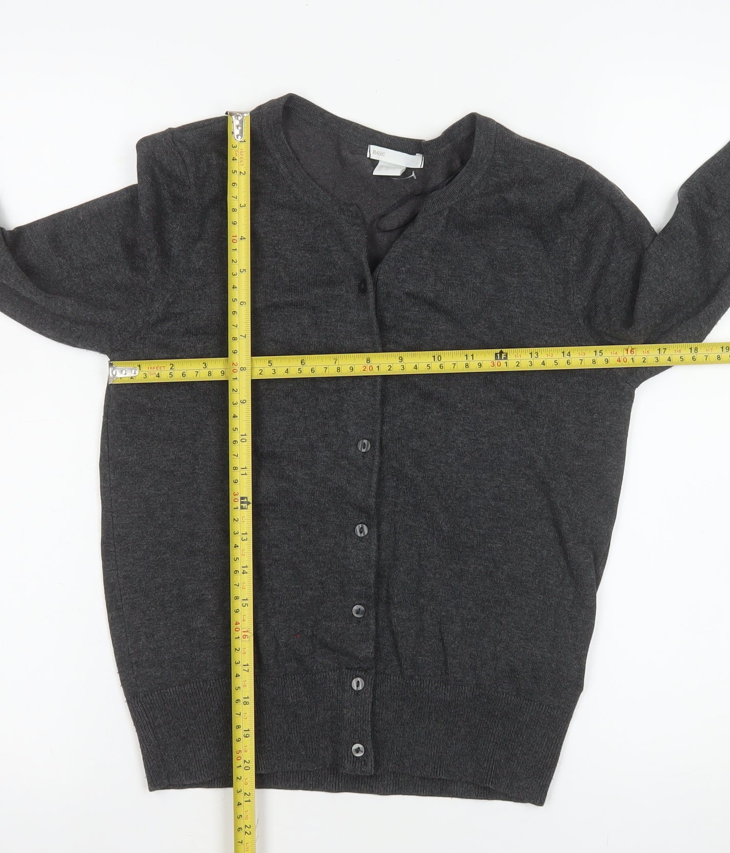 H&M Women’s Grey Knit Button Cardigan Jumper Size S