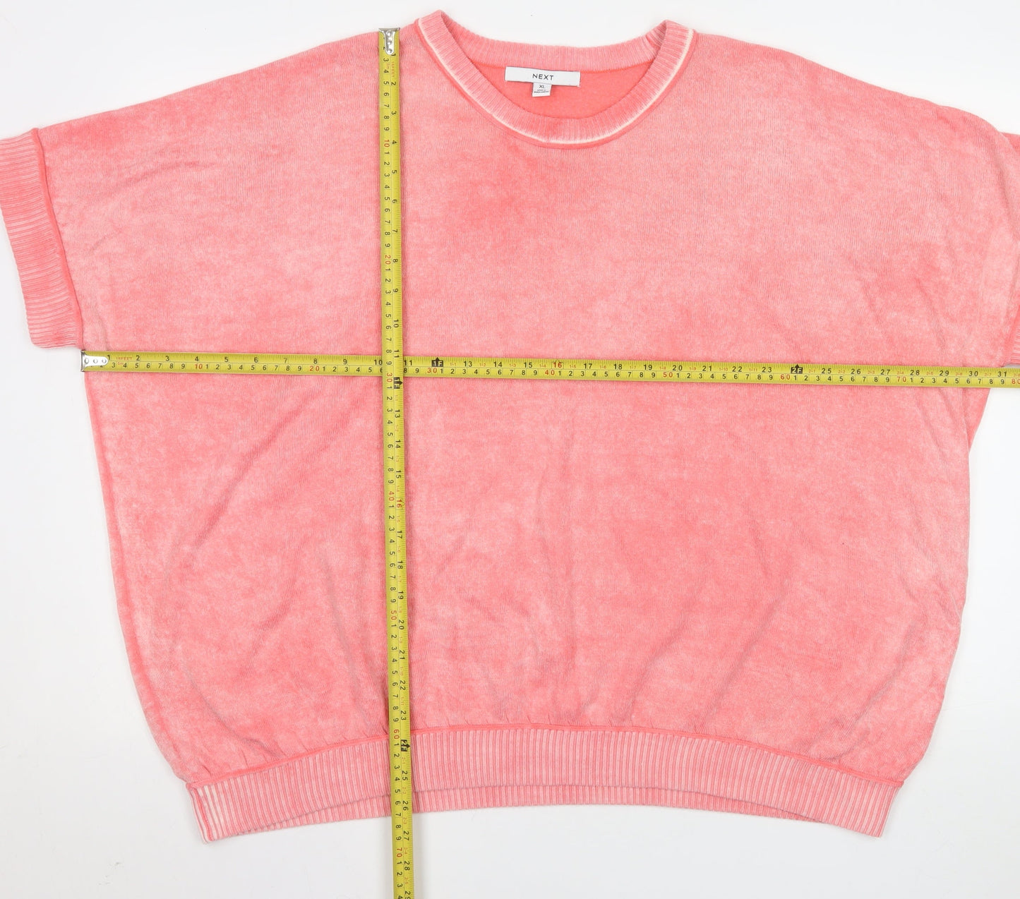 Next Women Pink XL Pullover Short Sleeve Sweater Knit Top