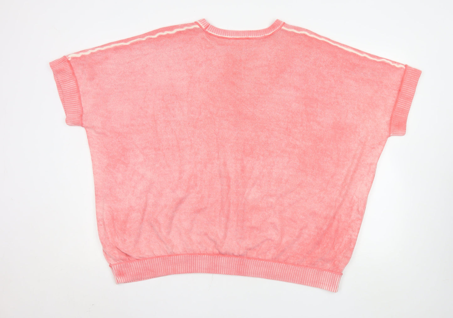 Next Women Pink XL Pullover Short Sleeve Sweater Knit Top