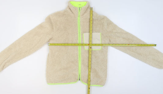 H&M Divided Women Beige Fleece Full Zip Short Jacket XS