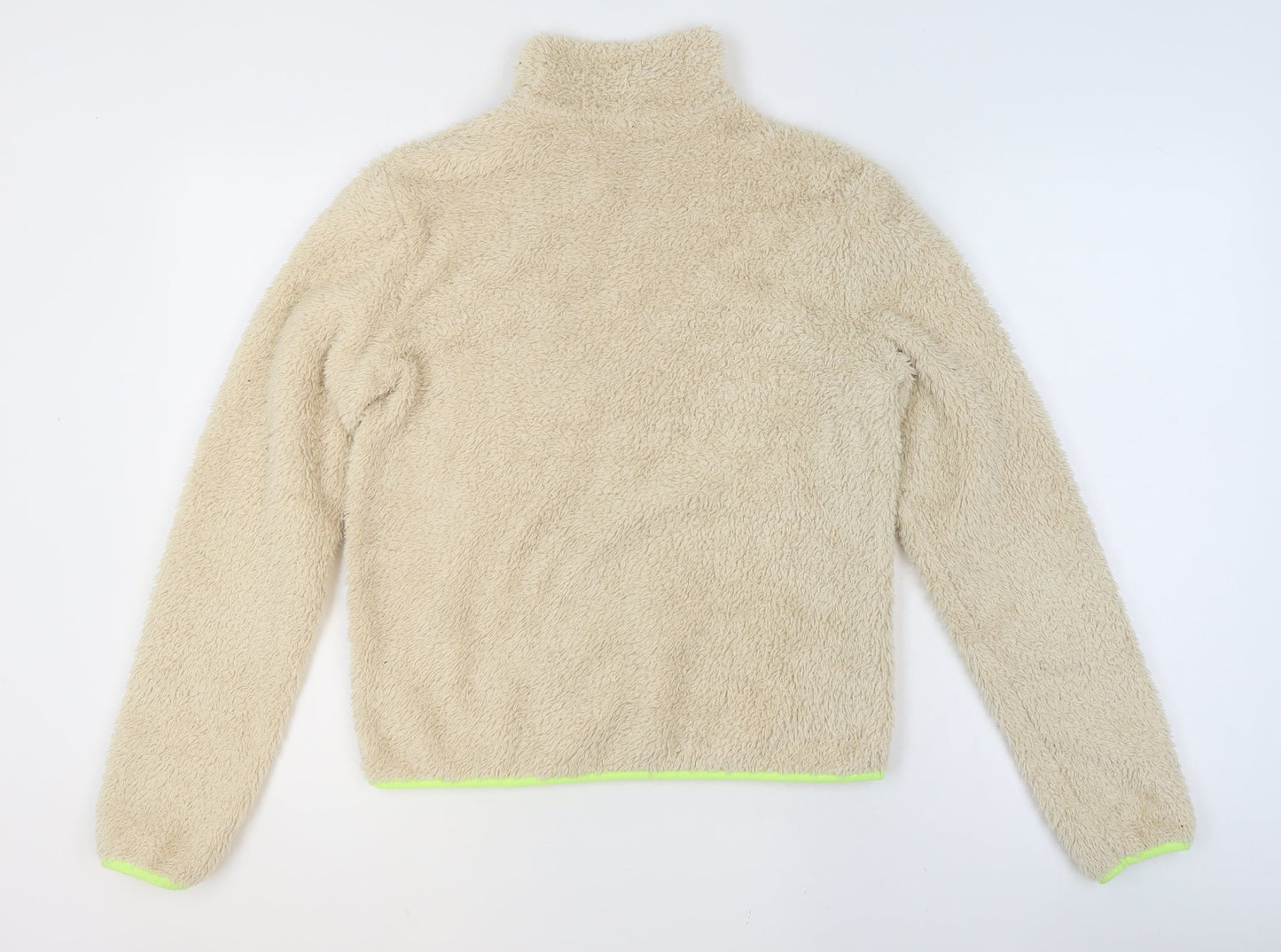 H&M Divided Women Beige Fleece Full Zip Short Jacket XS