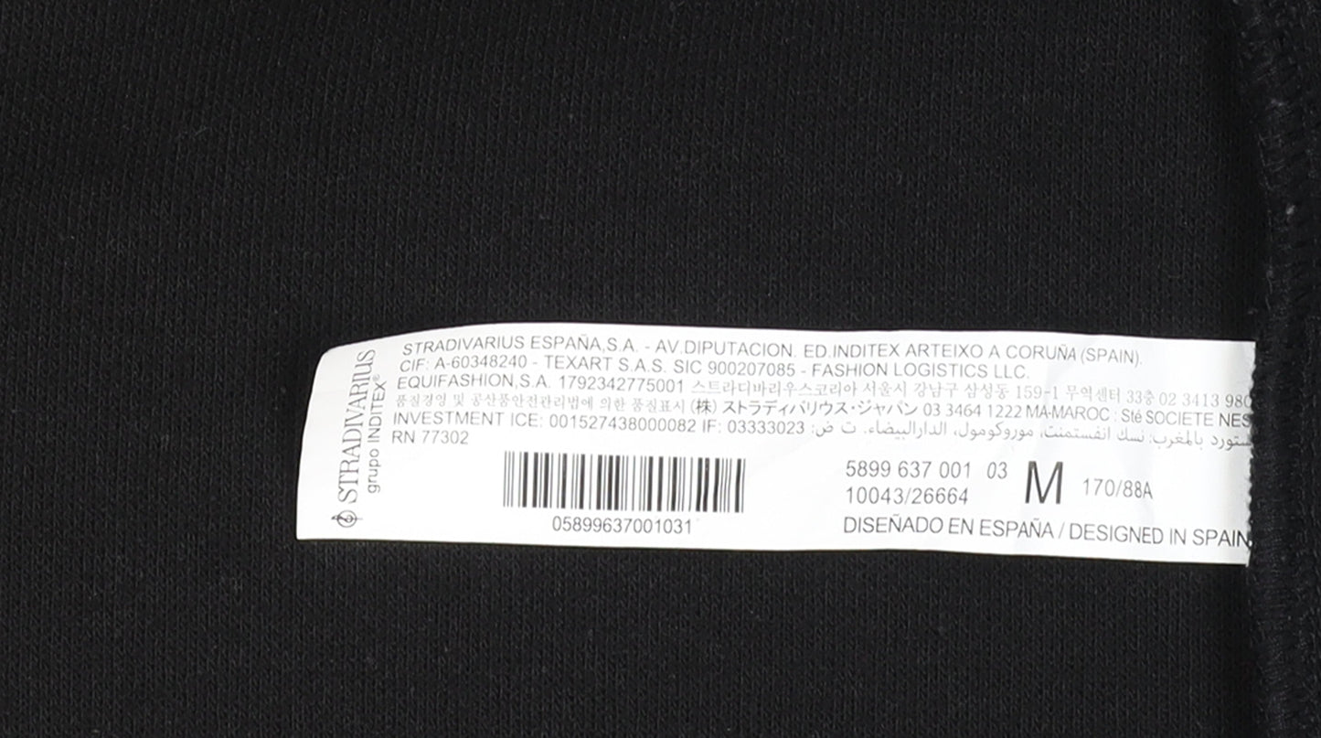 Stradivarius Women’s Black Long Wool Blend Overcoat Size 12