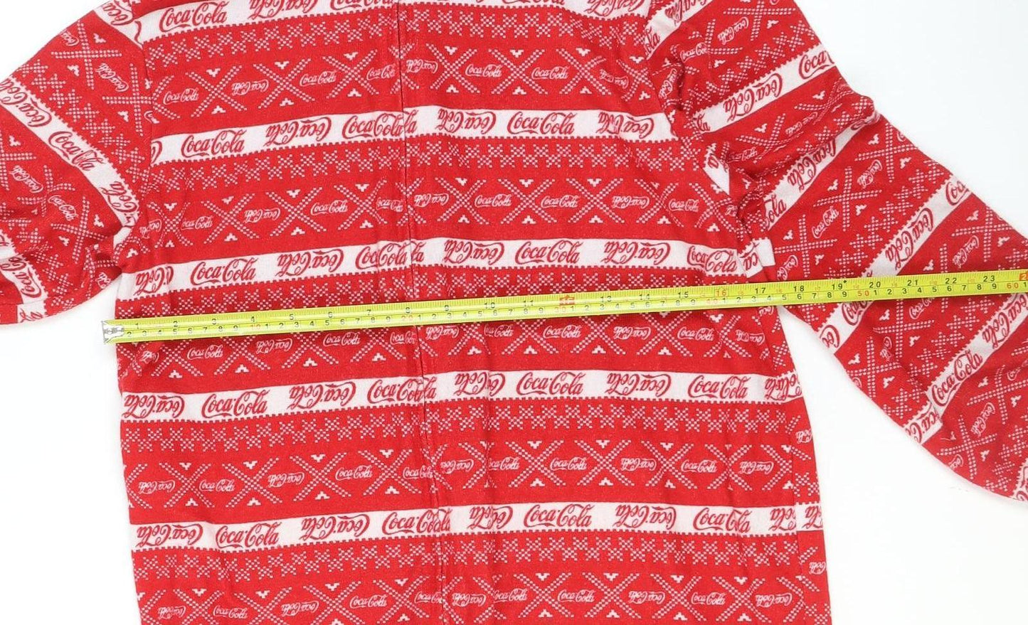 Coca-Cola Men's Red Fair Isle Hooded One Piece Fleece L