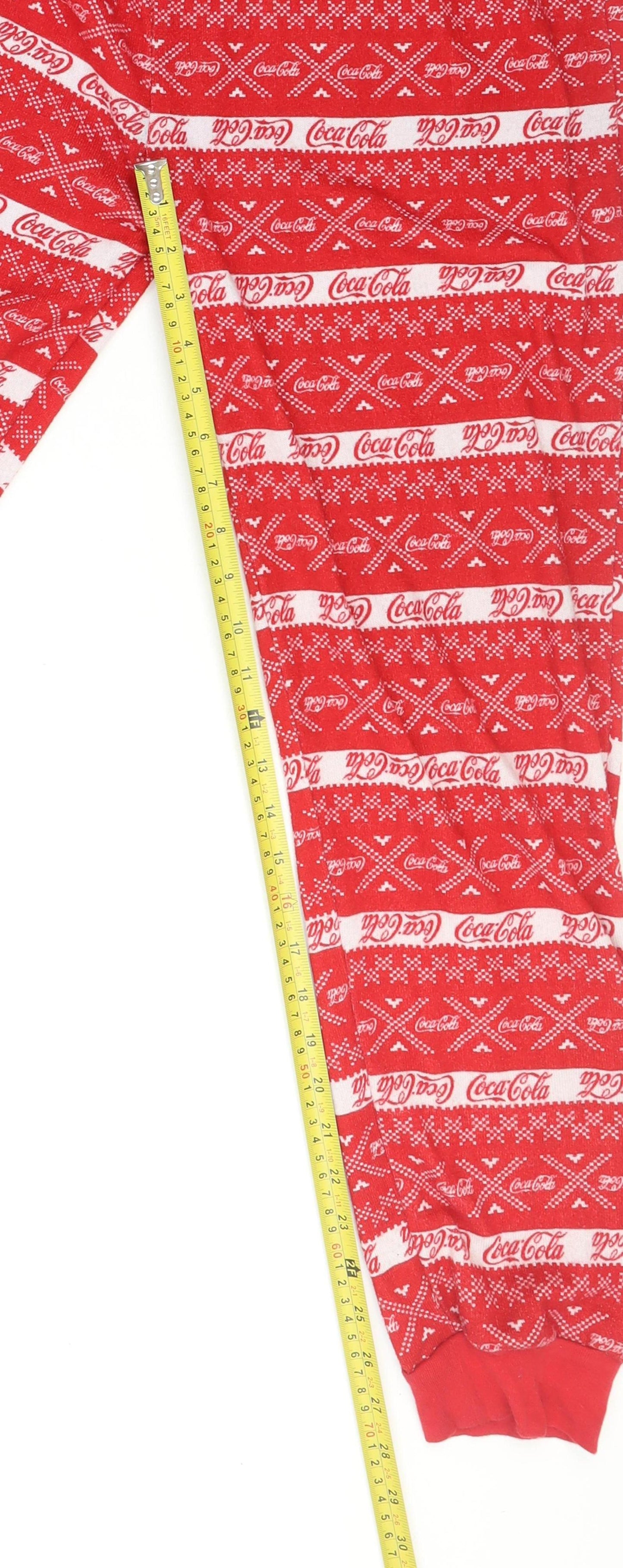 Coca-Cola Men's Red Fair Isle Hooded One Piece Fleece L
