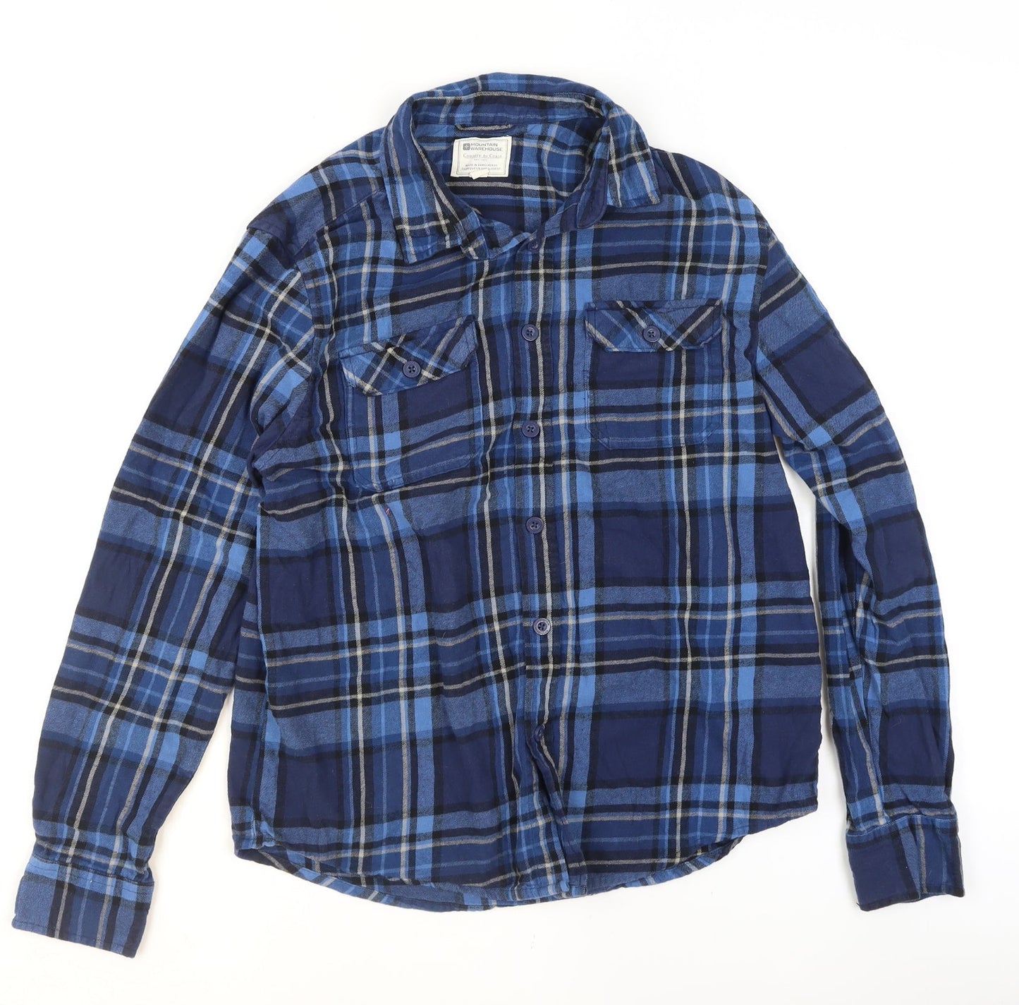 Mountain Warehouse Men's Blue Check Flannel Long Sleeve Shirt M
