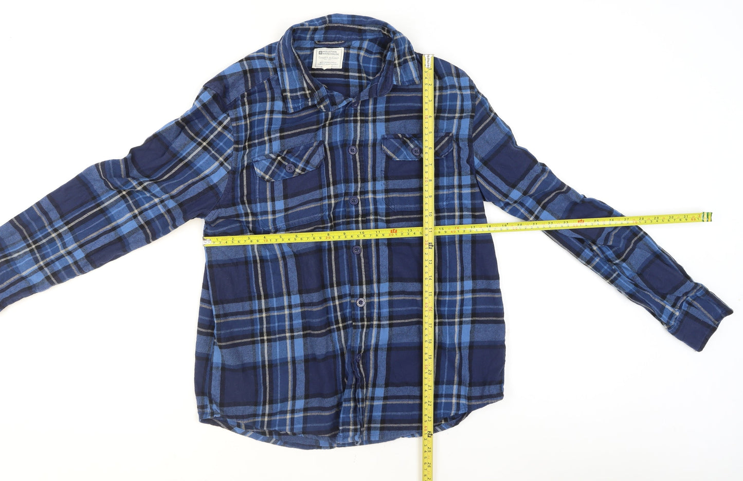 Mountain Warehouse Men's Blue Check Flannel Long Sleeve Shirt M