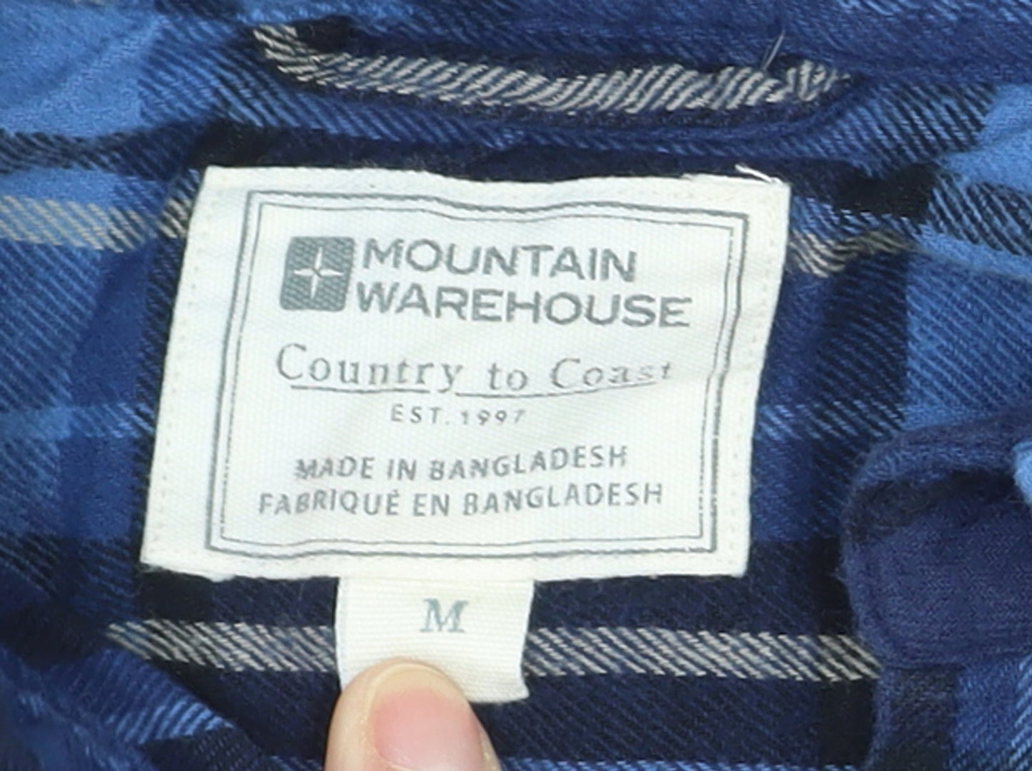 Mountain Warehouse Men's Blue Check Flannel Long Sleeve Shirt M