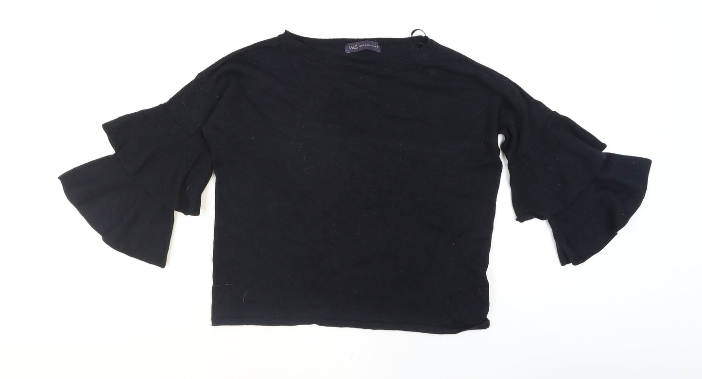 Marks and Spencer Women’s Black Bell Sleeve Knit Jumper Size 12