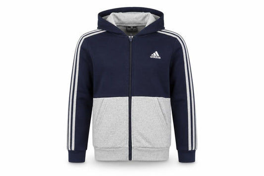 Adidas Boys Navy and Grey Full Zip Hoodie 11-12 Years Classic Fit