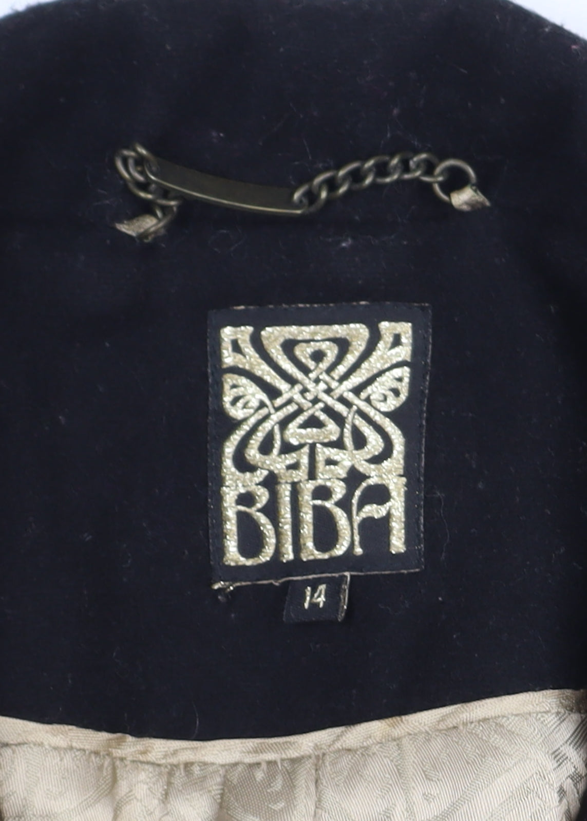 Biba Women's Black Wool Blend Pea Coat Size 14 Short Belted