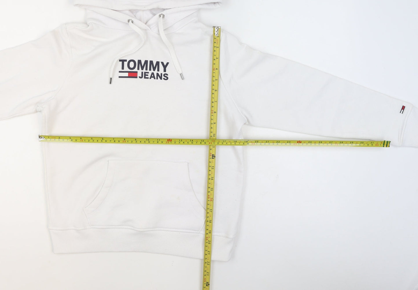 Tommy Jeans Men’s White XS Pullover Hoodie with Logo Detail