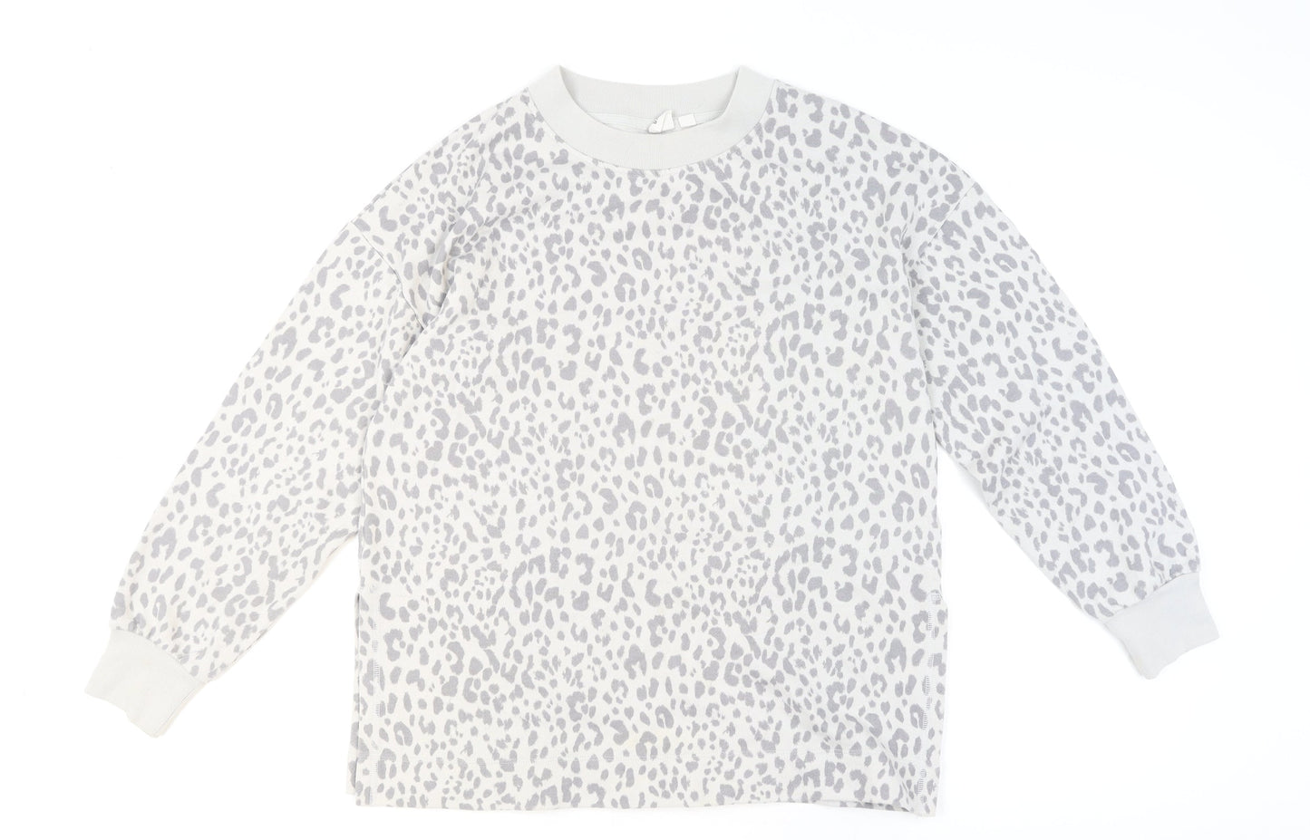 GAP Women Grey Leopard Print Pullover Sweatshirt Medium