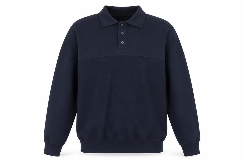 BHS Mens Navy Blue Collared Henley Sweatshirt Size M