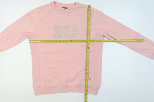Napapijri Women Pink Cotton Crew Neck Pullover Sweatshirt L