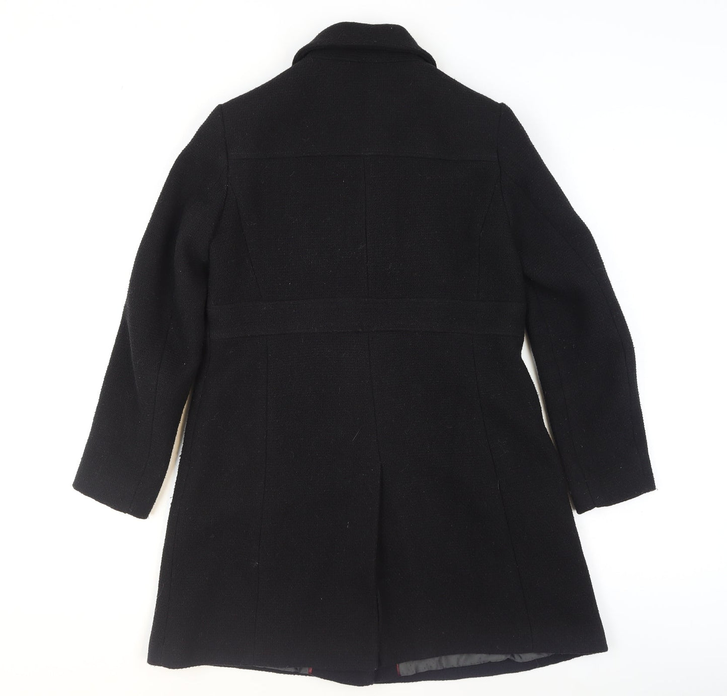 Next Petite Black Wool Blend Buttoned Long Coat Size 10P