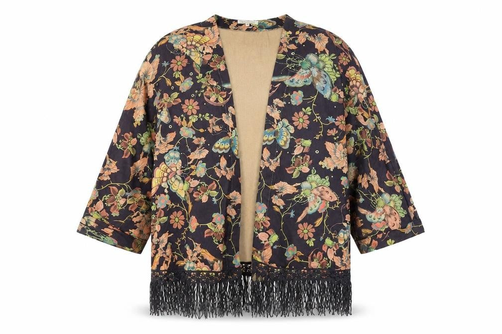 J&S Millenium Women's Multicoloured Kimono Fringe Blouse S