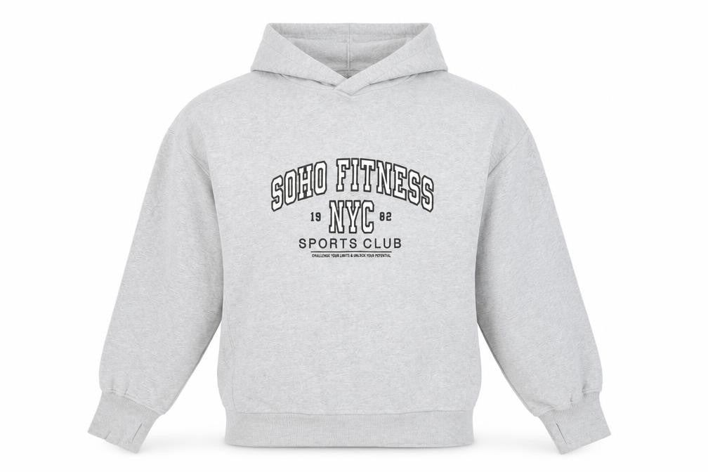 Next Men Grey Pullover Hoodie M Logo Print Sports Fleece Sweatshirt