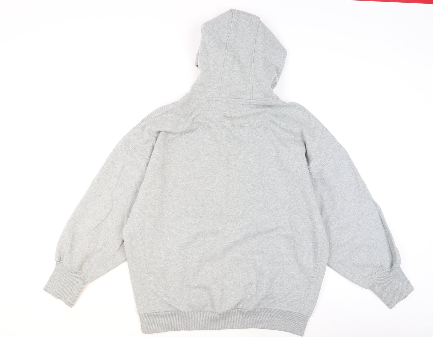 Next Men Grey Pullover Hoodie M Logo Print Sports Fleece Sweatshirt