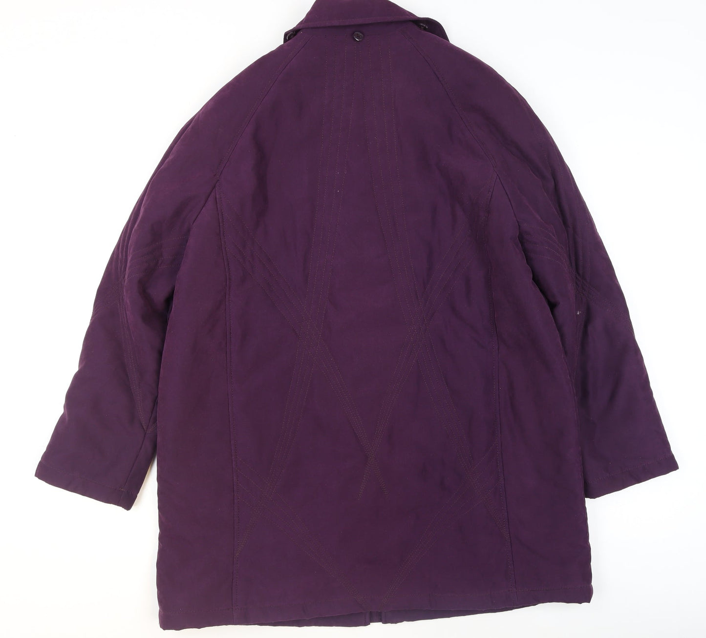 Jacques Vert Women Purple L Mid-Length Overcoat Polyester Blend