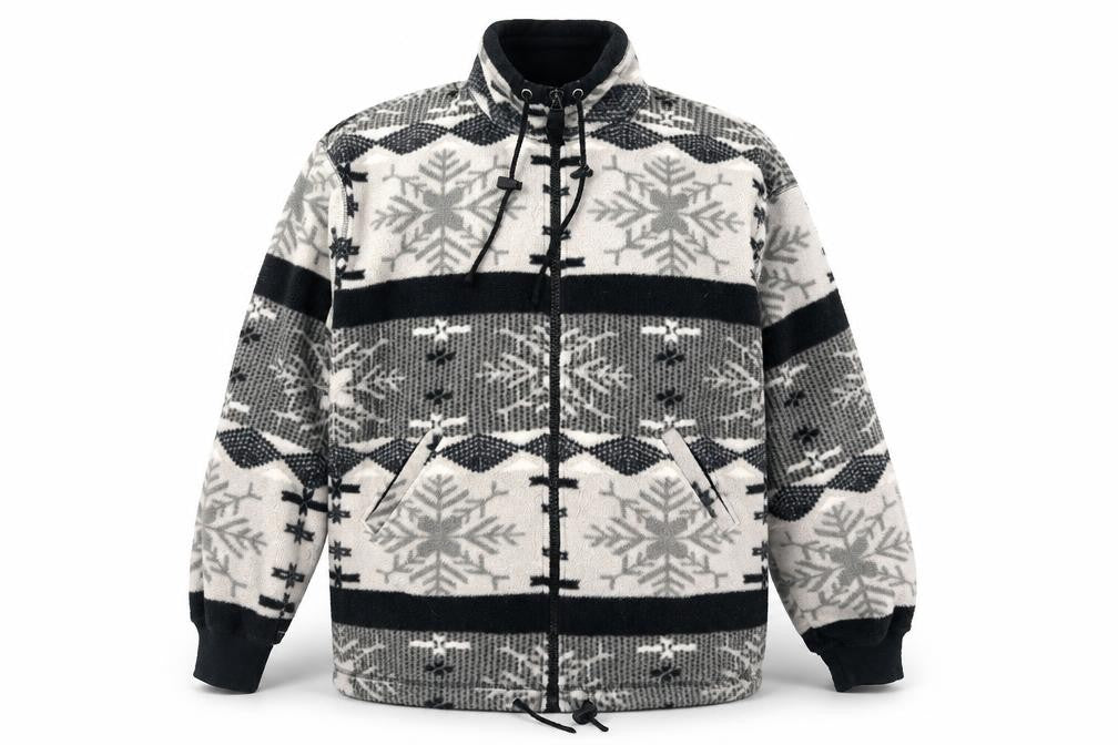 Marks & Spencer Women Grey Full Zip Fleece Hoodie Size 12 Snowflake Pattern