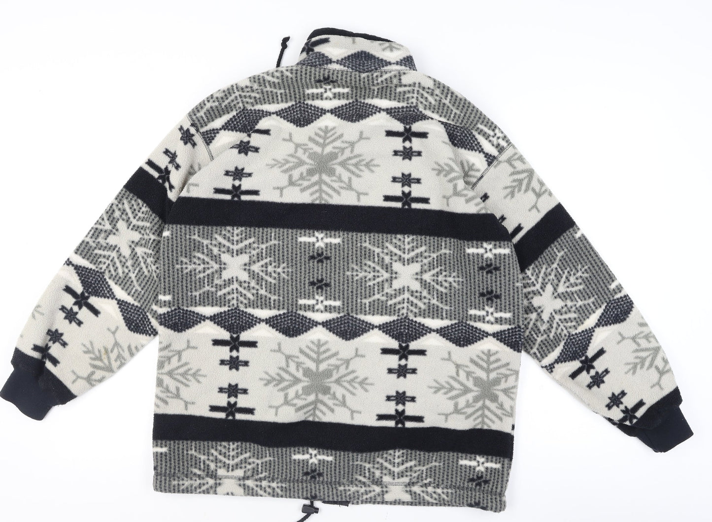 Marks and Spencer Women Grey Full Zip Fleece Hoodie Size 12 Snowflake Pattern
