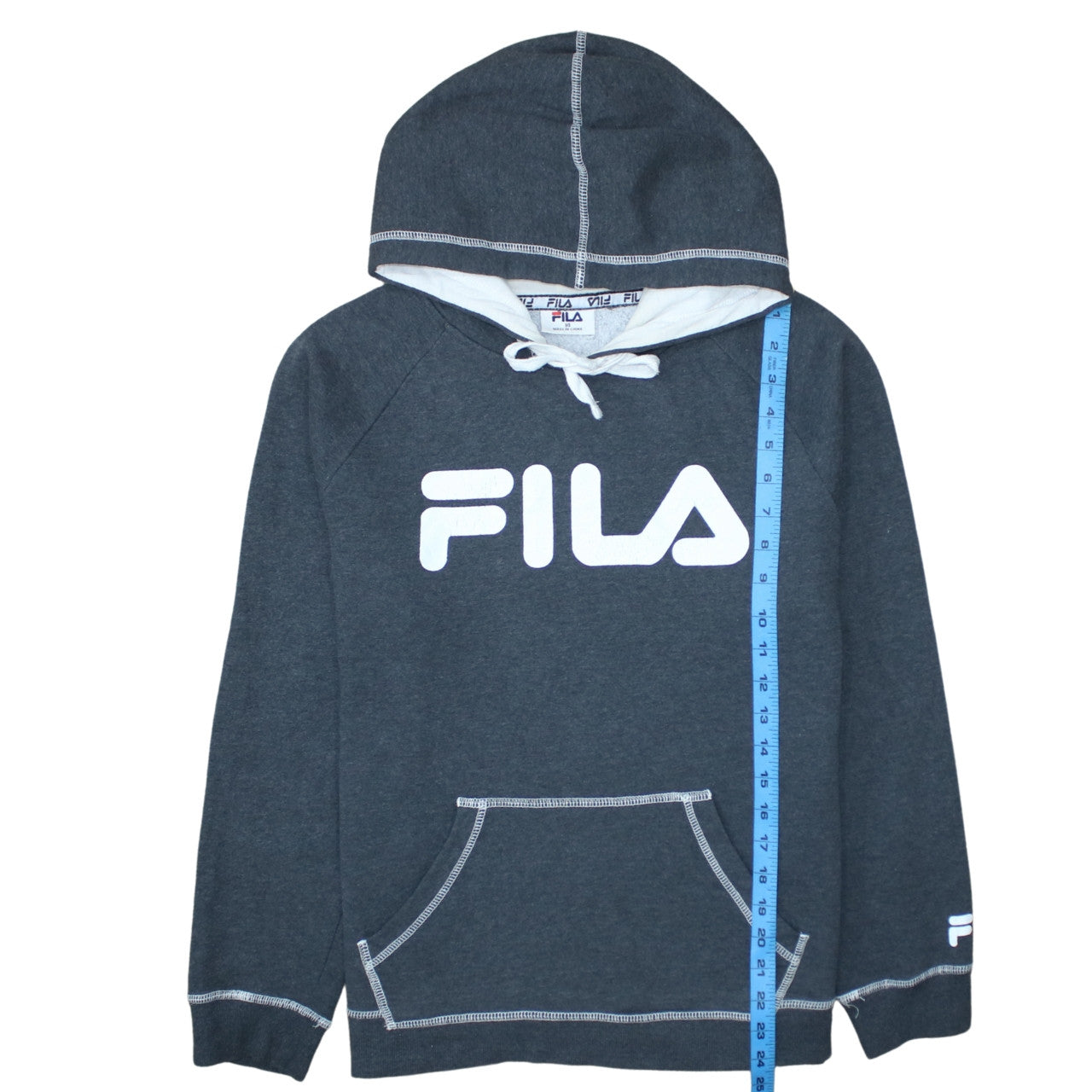Fila Womens Grey Long Sleeve Pullover Hoodie Size 14 Cotton Blend