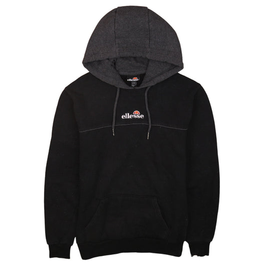 Ellesse Mens Black XS Pullover Logo Hoodie with Drawstrings