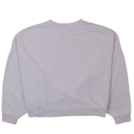GAP Women Light Grey Cotton Crew Neck Pullover Sweatshirt L