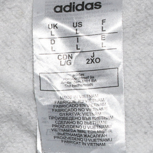 adidas Men’s Grey Pullover Sweatshirt L Logo Crew Neck Fleece