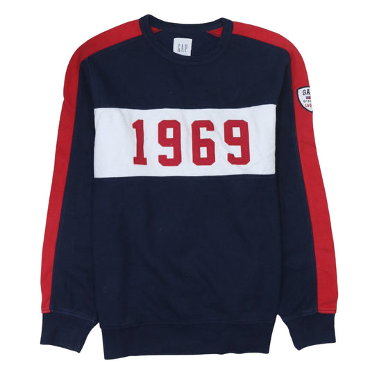 GAP Men’s Blue Red 1969 Crew Neck Pullover Sweatshirt Size S