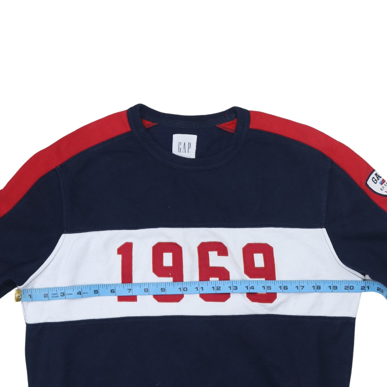 GAP Men’s Blue Red 1969 Crew Neck Pullover Sweatshirt Size S