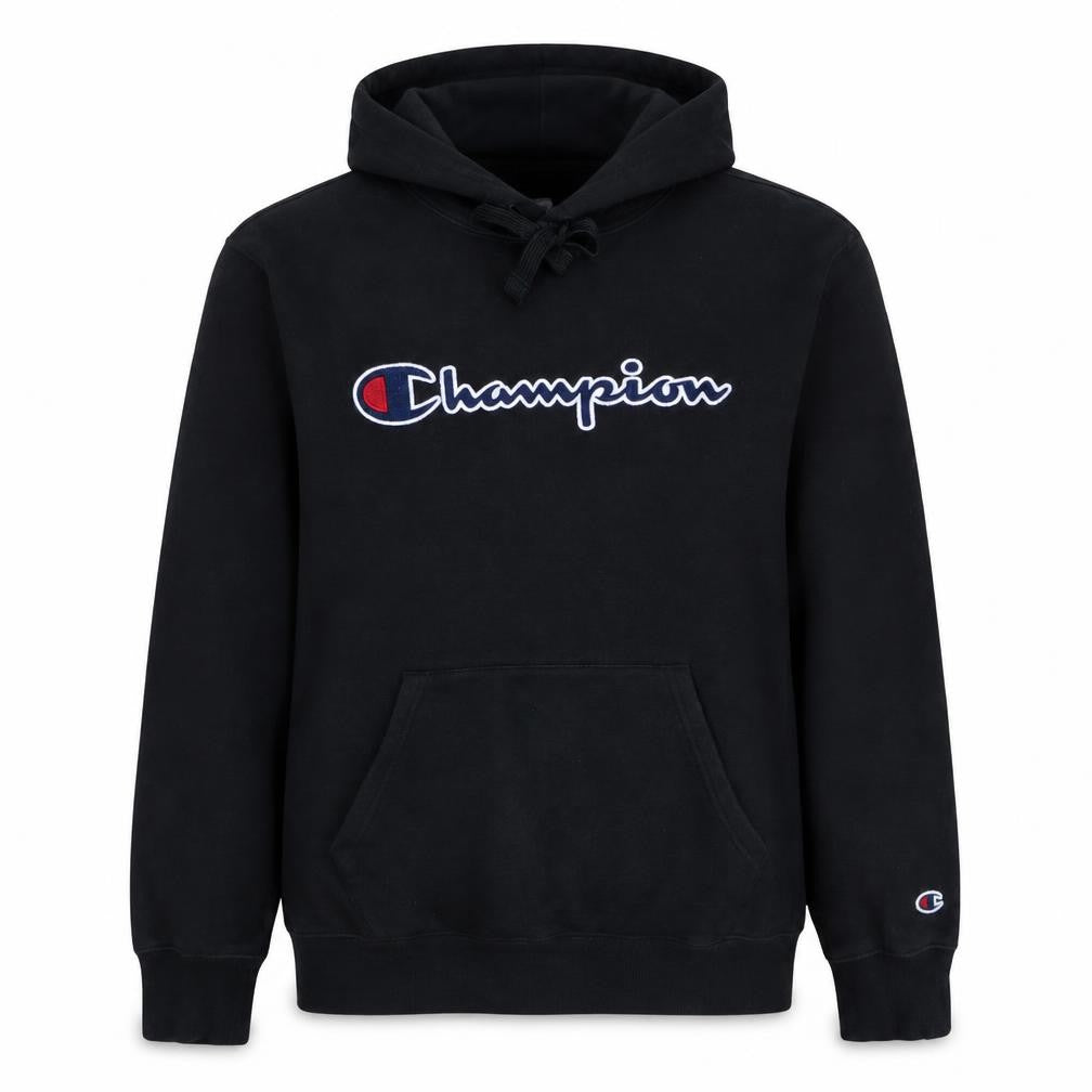 Champion Men's Black Pullover Hoodie Medium Regular Fit with Logo