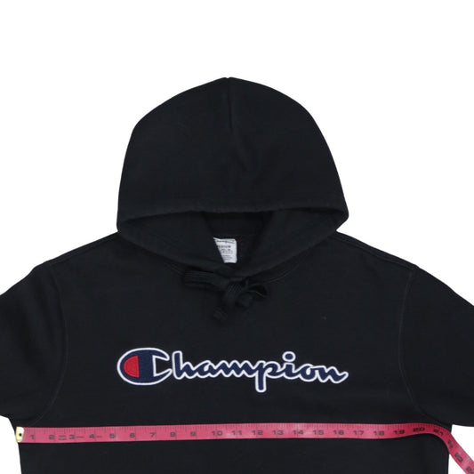 Champion Men's Black Pullover Hoodie Medium Regular Fit with Logo