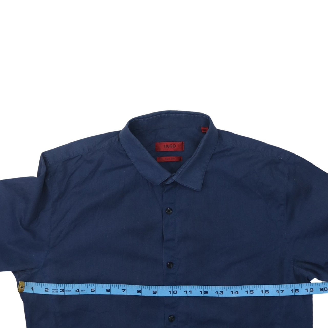 Hugo Boss Men's Blue Extra Slim Cotton Button-Up Shirt M