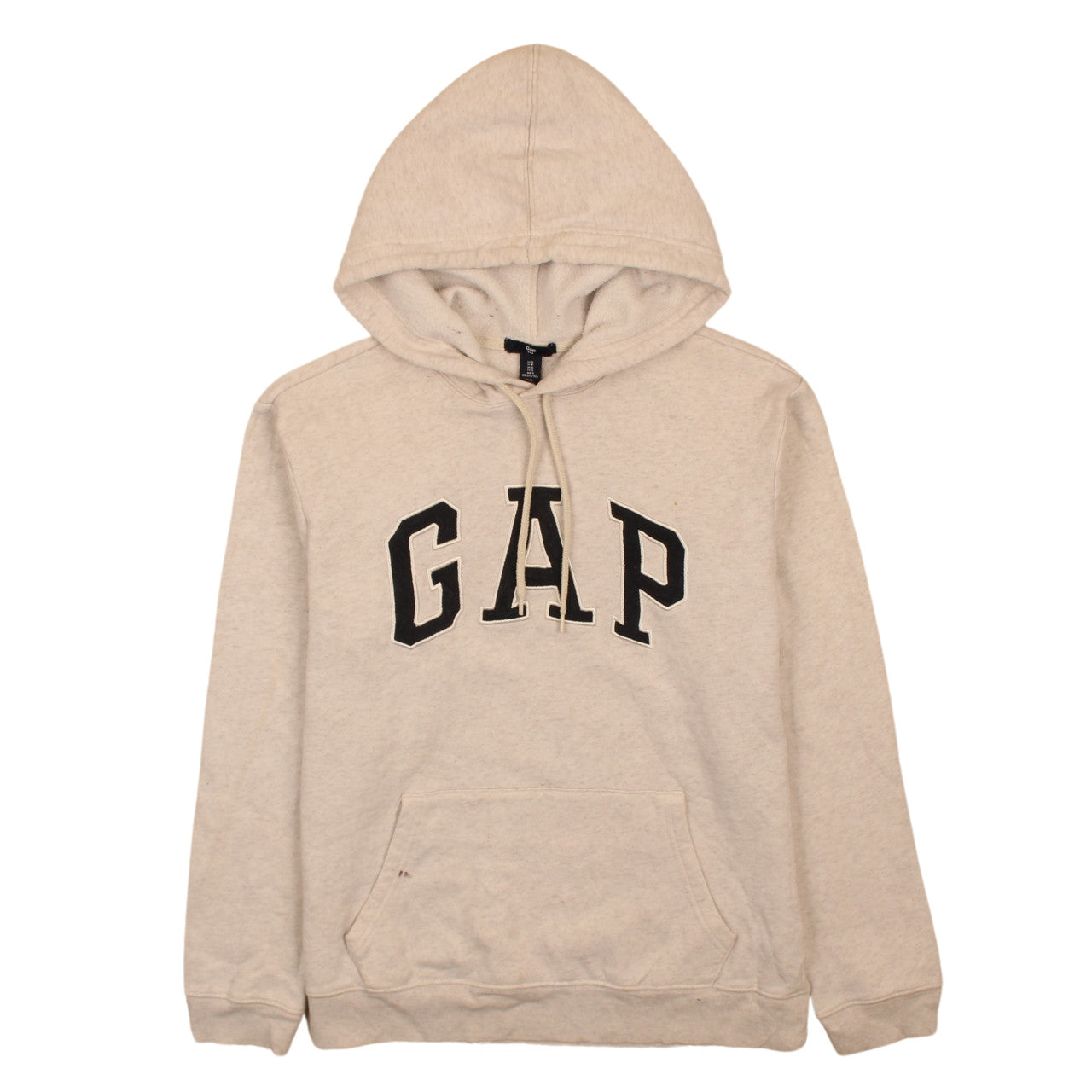 GAP Men's Beige Pullover Hoodie Small Fleece Logo Sweatshirt