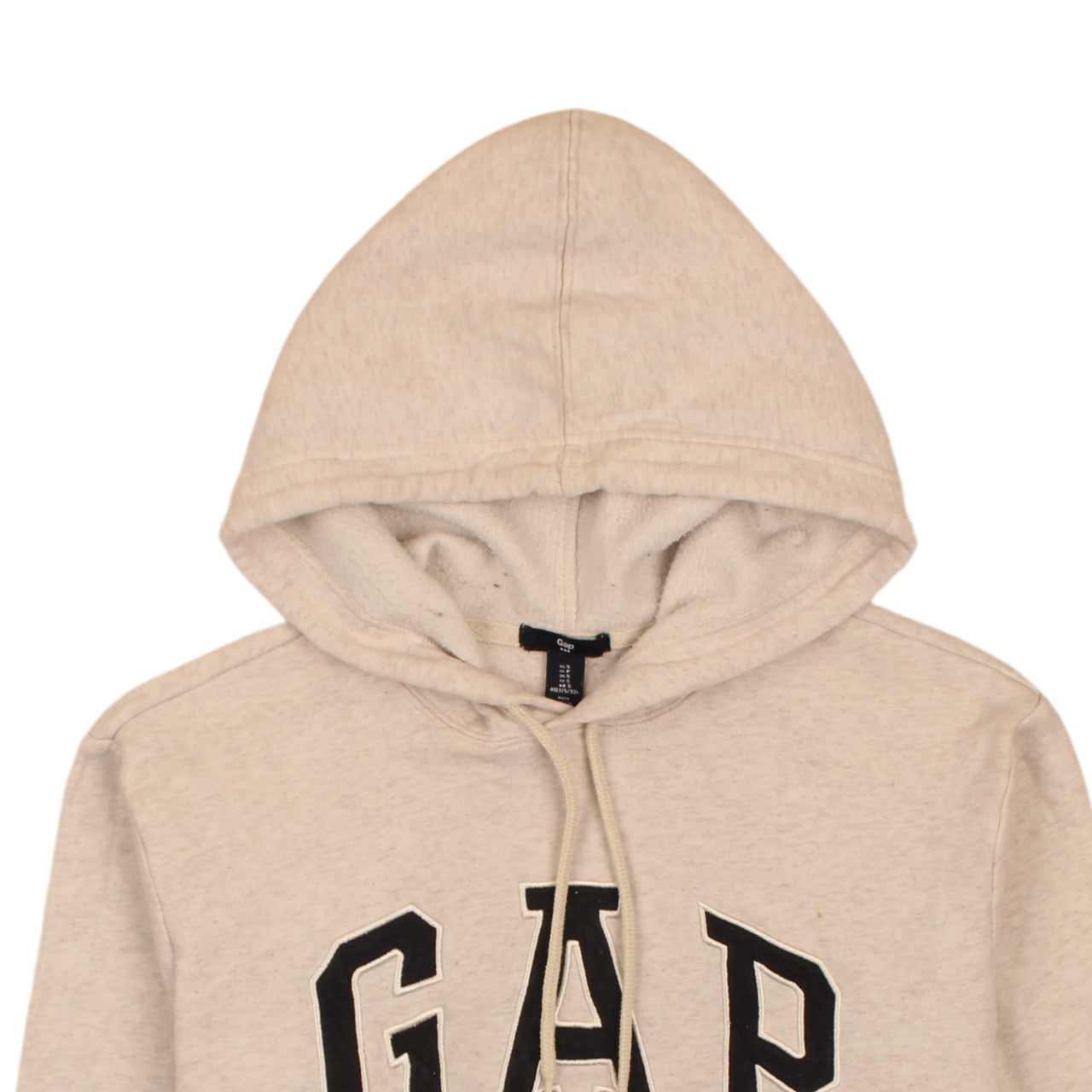 GAP Men's Beige Pullover Hoodie Small Fleece Logo Sweatshirt