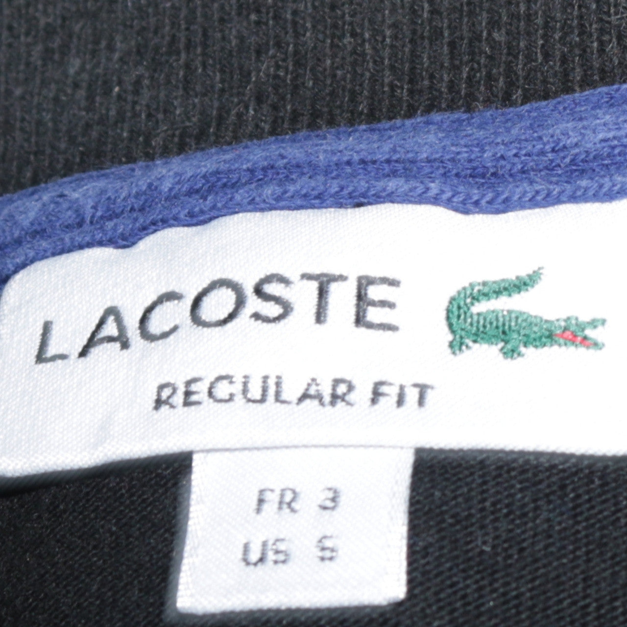 Lacoste Men’s Blue Black Striped Regular Fit Long Sleeve Polo Shirt Size S