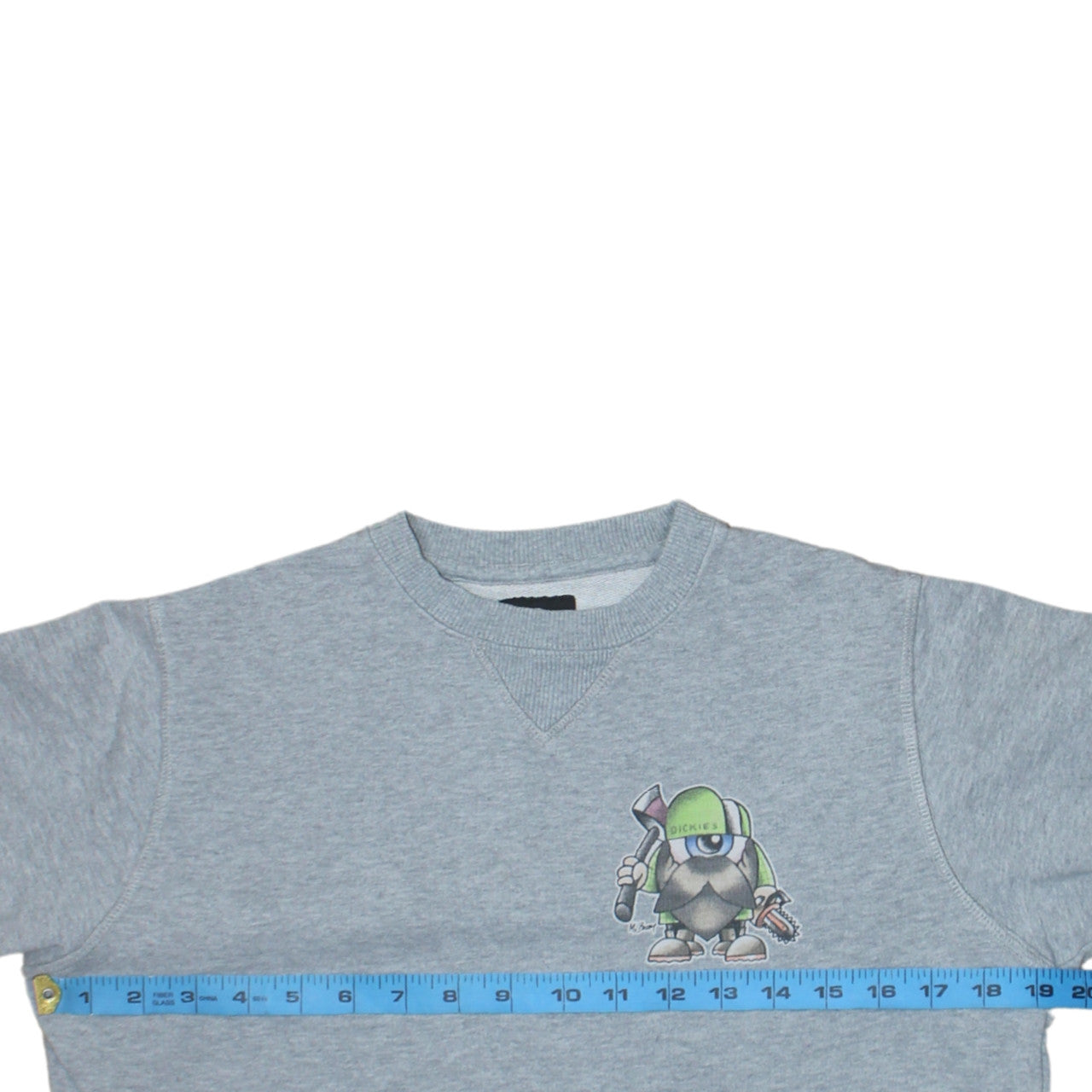 Dickies Men Grey Small Pullover Sweatshirt Graphic Crew Neck