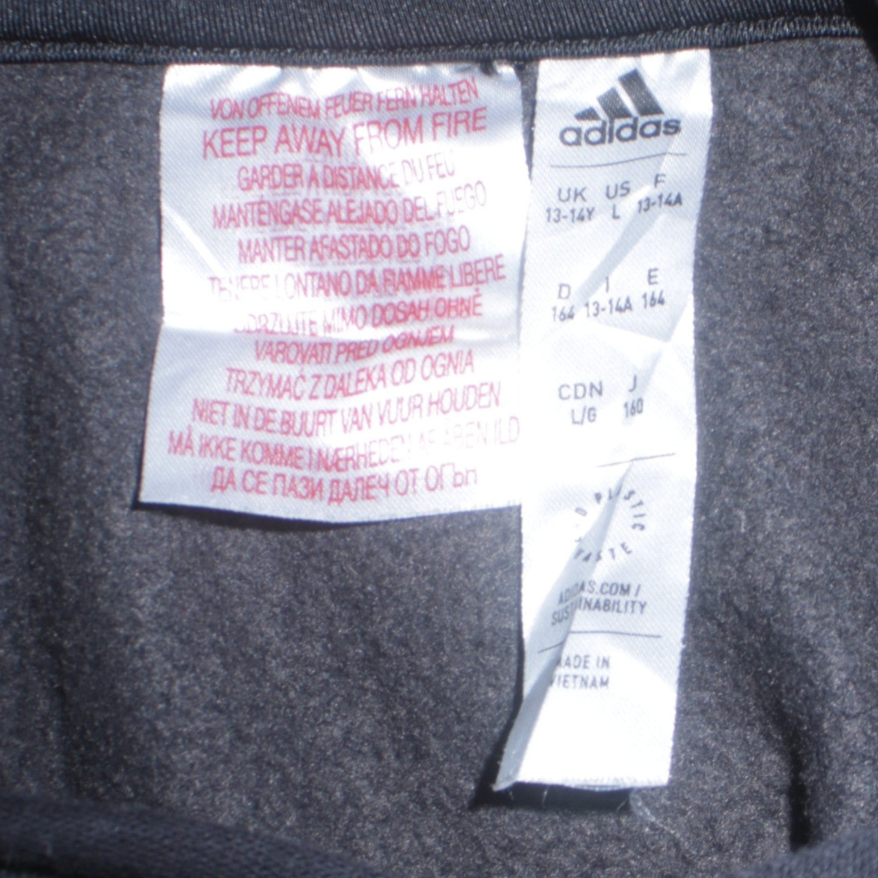 Adidas Boys Black Pullover Hoodie 13-14 Years Fleece Sweatshirt