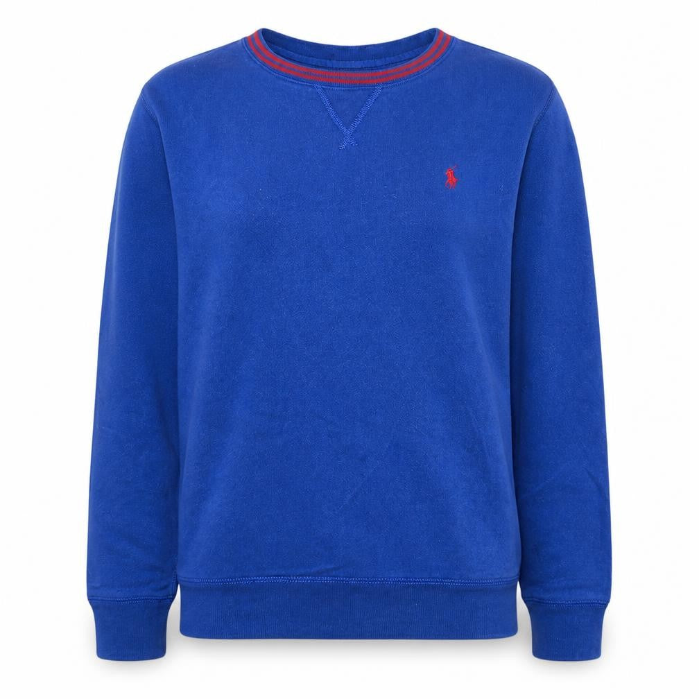 Polo Ralph Lauren Womens Blue Cotton Sweatshirt Size 14-16 Casual Crew Neck