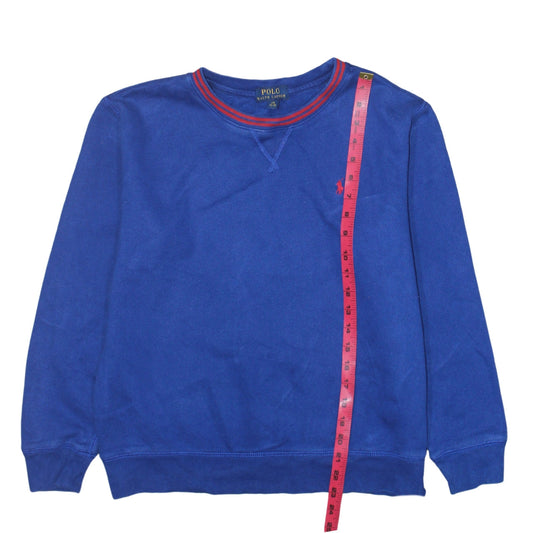 Polo Ralph Lauren Womens Blue Cotton Sweatshirt Size 14-16 Casual Crew Neck
